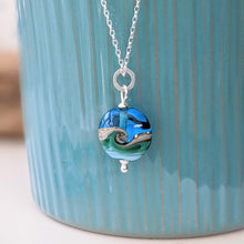Load image into Gallery viewer, Deep Blue Sea Beach Babe Lentil Pendant-Necklace-Beach Art Glass