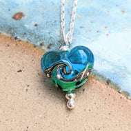 Deep Sea Beach Babe Heart Pendant in Blue or Green