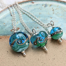 Load image into Gallery viewer, Deep Sea Beach Babe Lentil Pendant in Blue or Green