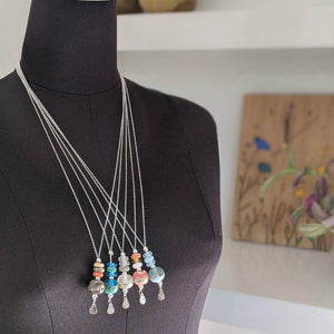 Deep Blue Sea Beach Ball Necklace-Necklace-Beach Art Glass