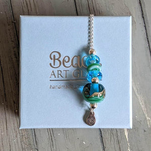 Deep Blue Sea Beach Ball Necklace-Necklace-Beach Art Glass