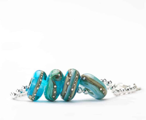 Deep Blue Sea Big Hole Bead Set-Bracelet Beads-Beach Art Glass