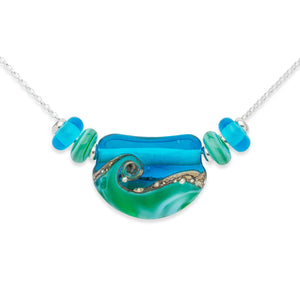 Deep Blue Sea Curve Necklace-Necklace-Beach Art Glass