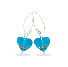 Load image into Gallery viewer, Deep Blue Sea Heart Drop Earrings-Earrings-Beach Art Glass