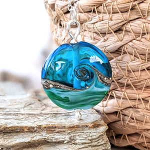 Deep Blue Sea Lentil Pendant-Necklace-Beach Art Glass