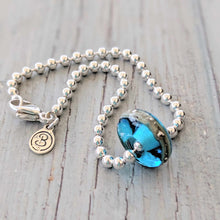 Load image into Gallery viewer, Deep Blue Sea Silver Bead Bracelet With Bead-Bracelet-Beach Art Glass