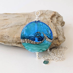 Deep Sea Extra Large Lentil Pendant in Blue or Green