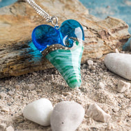 Deep Sea Extra Large Heart Pendant in Blue or Green