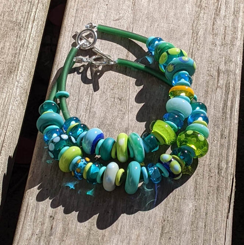 Fiddle Bead Bracelets in Green