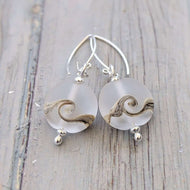 Frosted Sea Lentil Drop Earrings-Earrings-Beach Art Glass