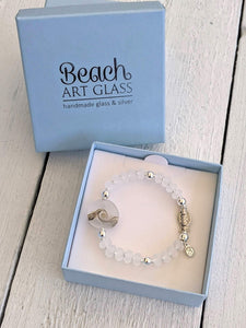 Frosted Sea Silver Fish Bracelet-Bracelet-Beach Art Glass
