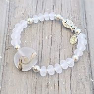 Frosted Sea Silver Fish Bracelet-Bracelet-Beach Art Glass