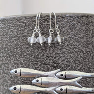 Frosted Sea or Sparkling Sea Tiny Bead Earrings-Earrings-Beach Art Glass