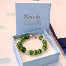 Load image into Gallery viewer, Green Dragon Glass &amp; Silver Bracelet-Bracelet-Beach Art Glass