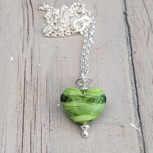 Green Dragon Mini Heart Pendant-Necklace-Beach Art Glass