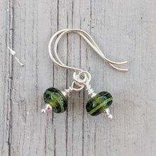 Load image into Gallery viewer, Green Dragon Tiny Bead Earrings-Earrings-Beach Art Glass