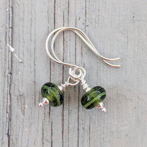 Green Dragon Tiny Bead Earrings-Earrings-Beach Art Glass