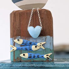 Load image into Gallery viewer, Icy Blue H is for Heart Pendant