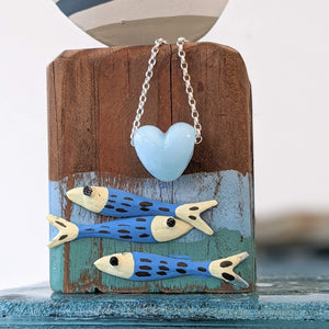 Icy Blue H is for Heart Pendant