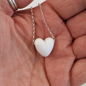 White H is for Heart Pendant