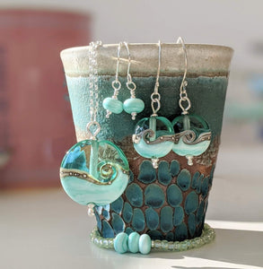 Low Tide Beach Babe Lentil Pendant-Necklace-Beach Art Glass