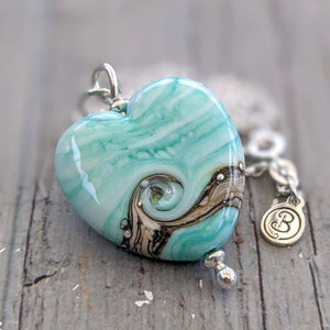 Low Tide Medium Heart Pendant-Necklace-Beach Art Glass