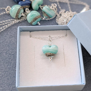 Low Tide Mini Heart Pendant-Necklace-Beach Art Glass