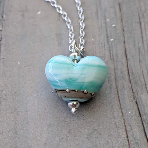Low Tide Mini Heart Pendant-Necklace-Beach Art Glass