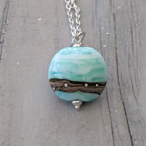 Low Tide Mini Lentil Pendant-Necklace-Beach Art Glass
