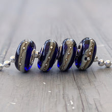 Load image into Gallery viewer, Midnight Blue Silver Cored Beads-Bracelet Beads-Beach Art Glass