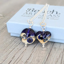 Load image into Gallery viewer, Midnight Waves Beach Babe Heart Pendant-Necklace-Beach Art Glass