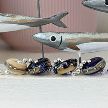 Load image into Gallery viewer, Midnight Waves Big Hole Bead Set-Bracelet Beads-Beach Art Glass