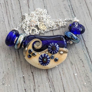 Midnight Waves Curve Necklace-Necklace-Beach Art Glass
