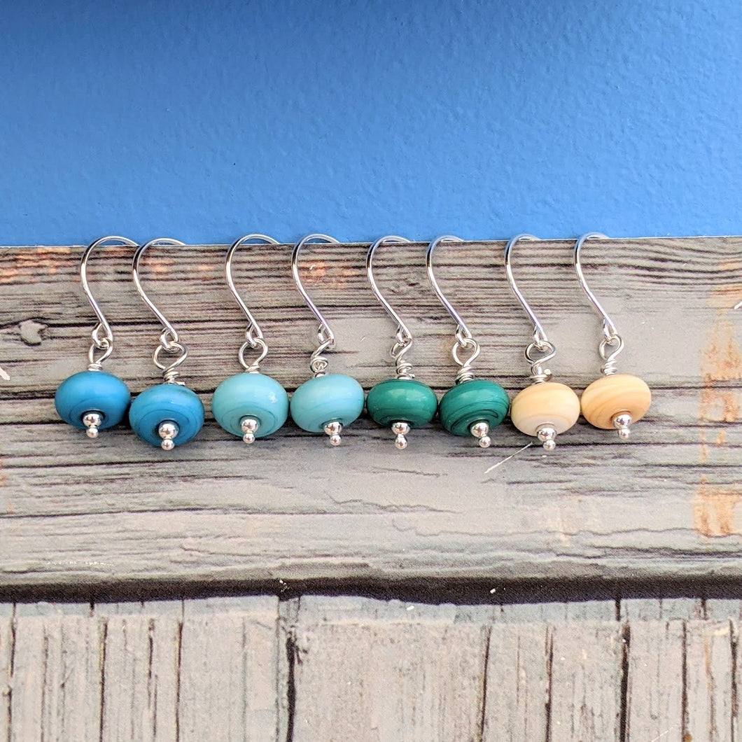 Minty Fresh Tiny Bead Earrings-Beach Art Glass