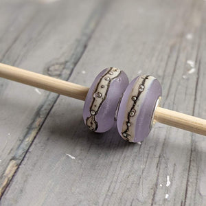 Pale Lavender Silver cored beads, Sea Mist-Bracelet Beads-Beach Art Glass