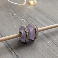 Pale Lavender Silver cored beads, Sea Mist-Bracelet Beads-Beach Art Glass