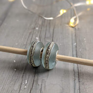 Palest blue silver cored beads, Sea Spray, Sea Breeze-Bracelet Beads-Beach Art Glass
