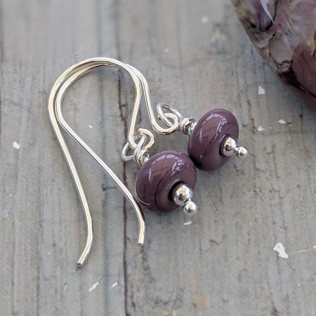 Purple Tiny Bead Earrings-Earrings-Beach Art Glass