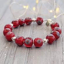 Load image into Gallery viewer, RED Glass &amp; Silver Bracelet-Bracelet-Beach Art Glass