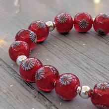 Load image into Gallery viewer, RED Glass &amp; Silver Bracelet-Bracelet-Beach Art Glass