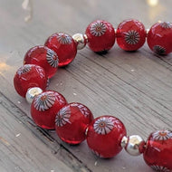 RED Glass & Silver Bracelet-Bracelet-Beach Art Glass