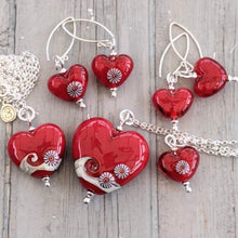 Load image into Gallery viewer, RED Heart Earrings-Earrings-Beach Art Glass