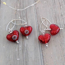 Load image into Gallery viewer, RED Heart Earrings-Earrings-Beach Art Glass