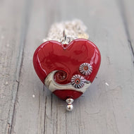 RED Heart Pendant-Necklace-Beach Art Glass
