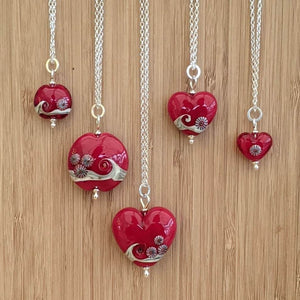 RED Sweetheart Pendant-Necklace-Beach Art Glass
