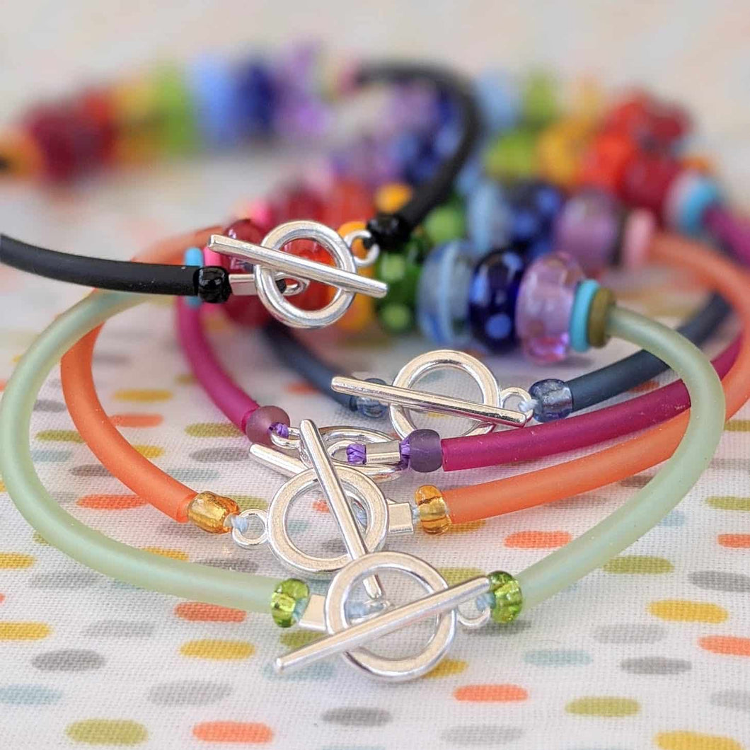Rainbow Bracelet with Toggle Clasp-Rainbows-Beach Art Glass