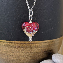 Load image into Gallery viewer, Red Sea Beach Babe Heart Pendant-Necklace-Beach Art Glass