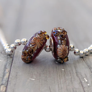 Red Sea Silver Cored Beads with Murrini-Bracelet Beads-Beach Art Glass