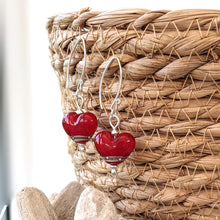 Load image into Gallery viewer, Red Sea Heart Drop Earrings