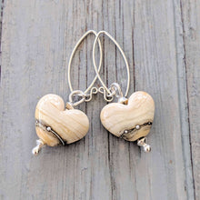 Load image into Gallery viewer, Sand Heart Drop Earrings-Earrings-Beach Art Glass